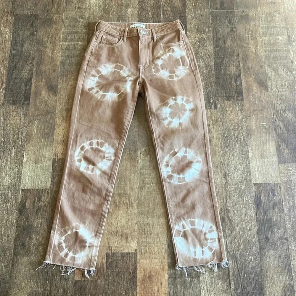Pacsun tie dye acid wash high rise frayed jeans